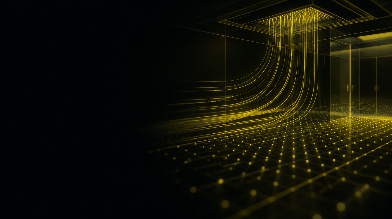 Critical environment cleaning icon — airflow and particle control
