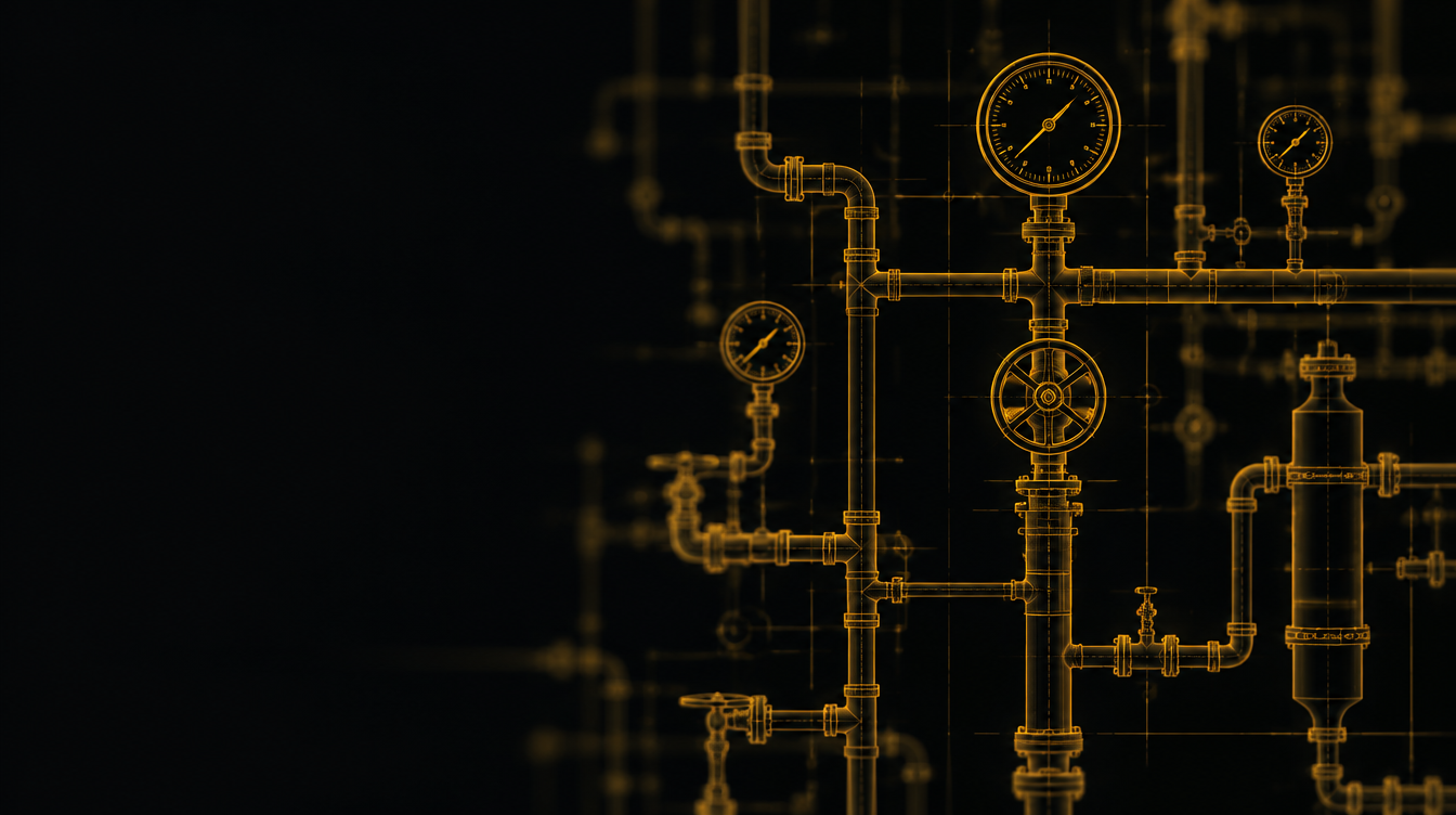 Licensed plumbing icon — pipes and valves